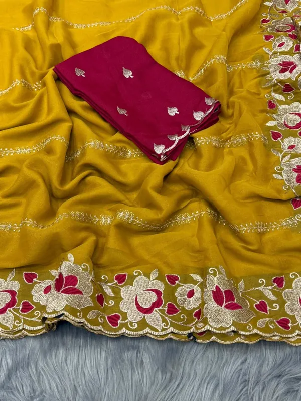 Yellow_Embroidered_Georgette_Saree_For_Women