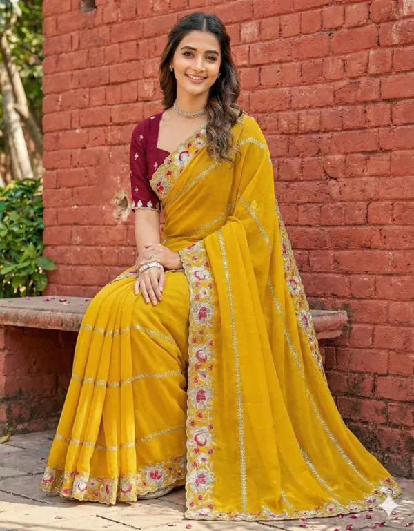 Yellow_Embroidered_Georgette_Saree_For_Women