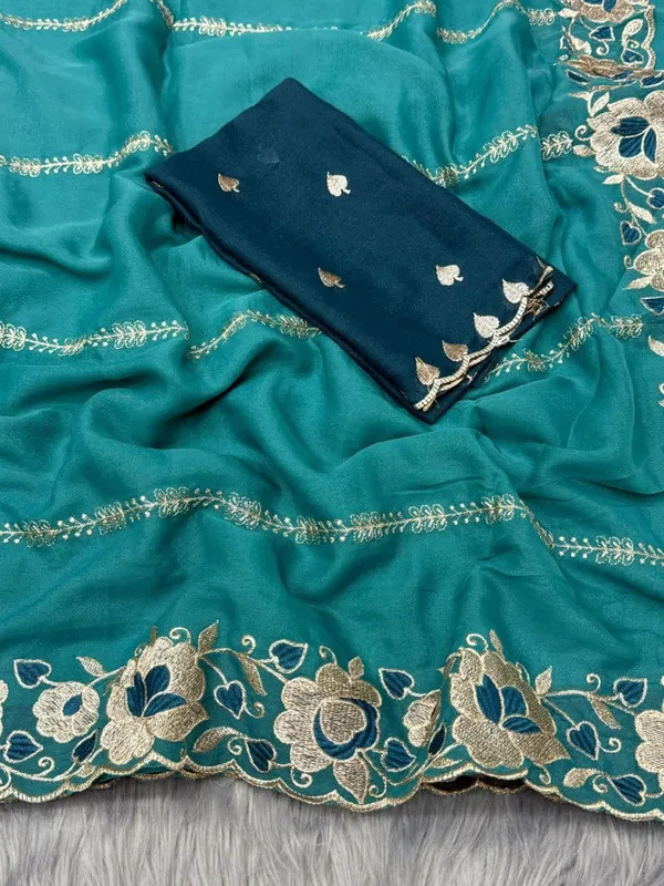 Sea_Blue_Embroidered_Silk_Saree_For_Women