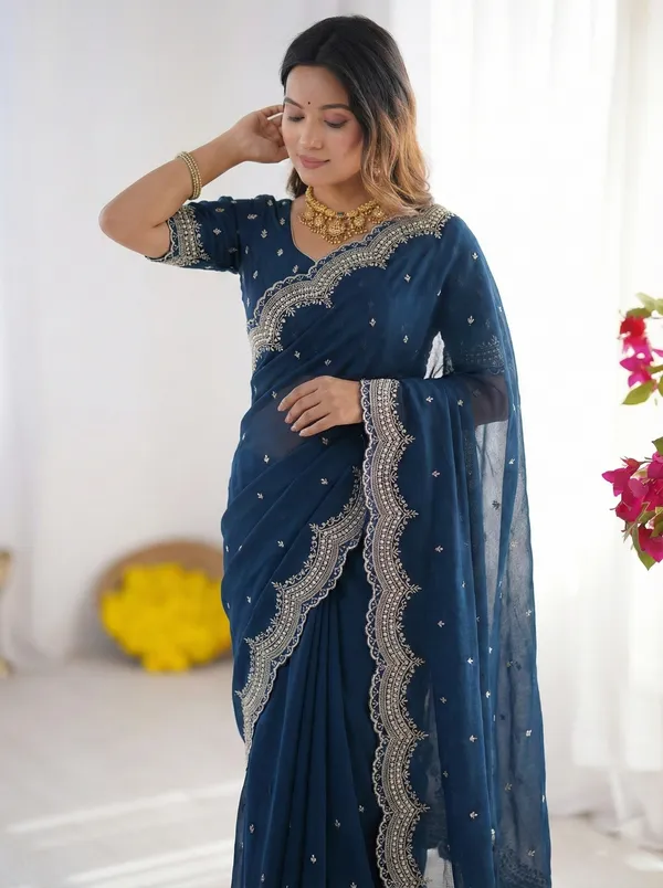 Dark_Blue_Embellished_Georgette_Saree_For_Women
