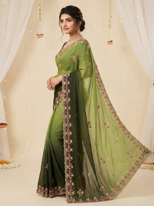 Green_Embroidered_Georgette_Saree_For_Women