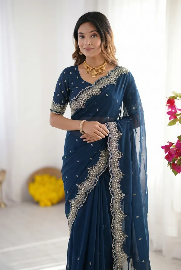 Dark_Blue_Embellished_Georgette_Saree_For_Women