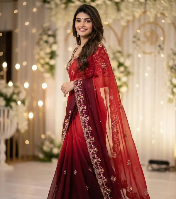 Red_Embroidered_Georgette_Saree_For_Women