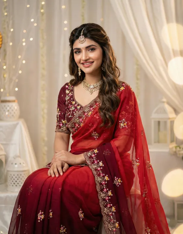 Red_Embroidered_Georgette_Saree_For_Women