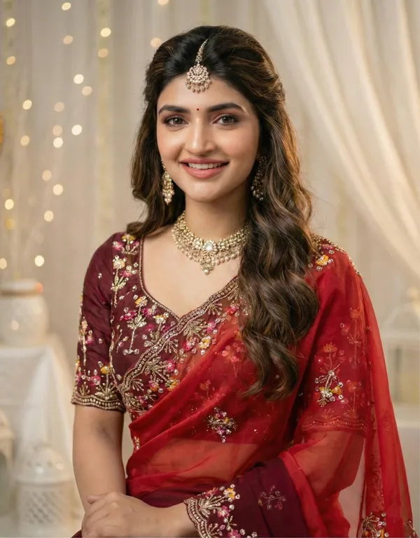 Red_Embroidered_Georgette_Saree_For_Women