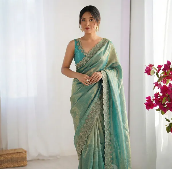 Sea_Green_Embroidered_Georgette_Saree_For_Women