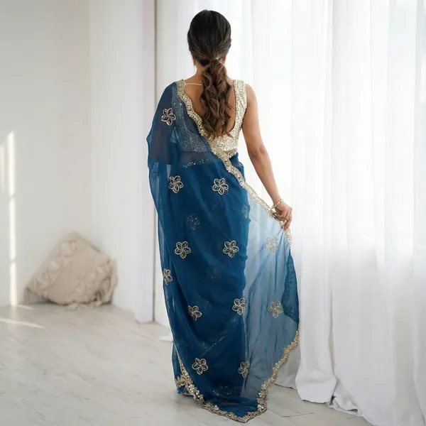 Blue_Embroidered_Organza_Saree_For_Women