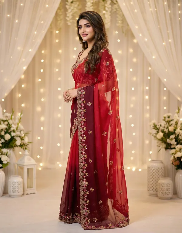 Red_Embroidered_Georgette_Saree_For_Women