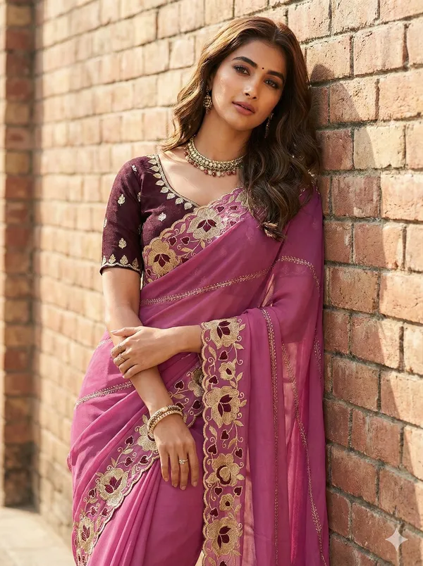 Mauve_Pink_Embroidered_Georgette_Saree_With_Blouse_For_Women