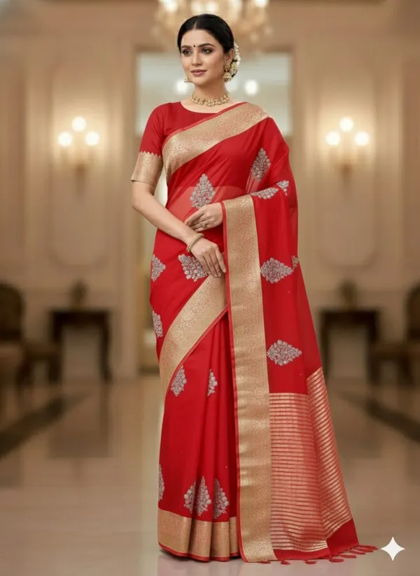Red_Border_And_Motif_Silk_Saree_For_Women