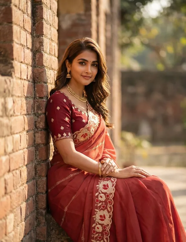 Peach_Embroidered_Georgette_Saree_For_Women