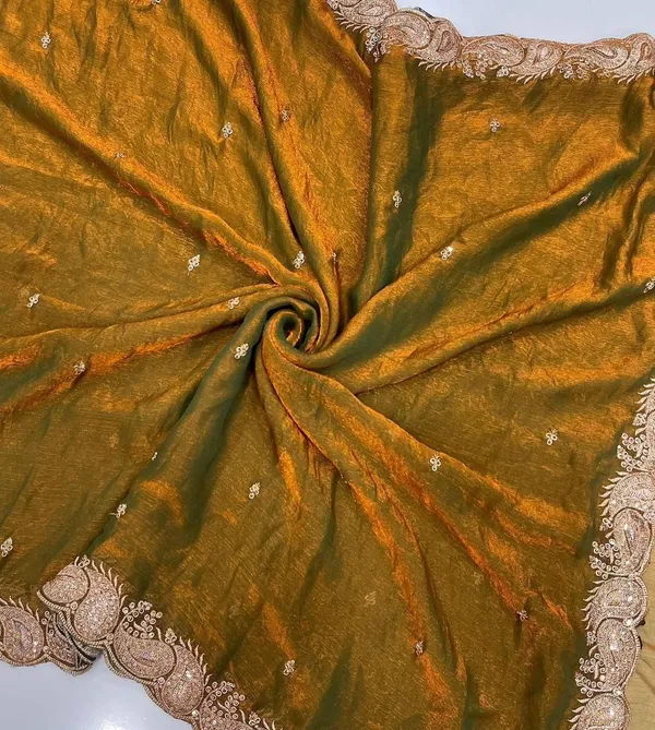 Brown_Embroidered_Velvet_Saree_For_Women