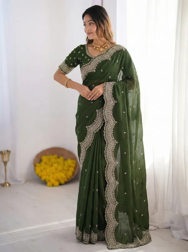 Green_Embellished_Georgette_Saree_For_Women