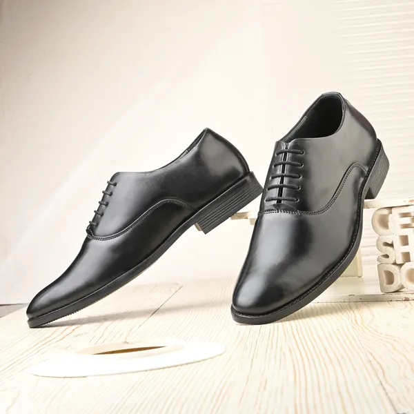Laogi Shoes Men's Formal Lace-Up Oxford Shoes - Black Price in India ...