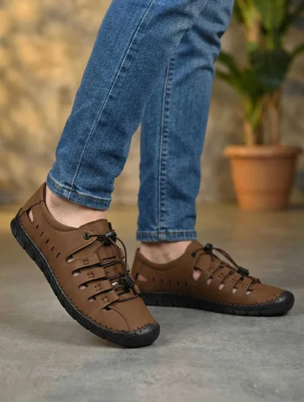 Brown_Artificial_Leather_Premium_Casual_Slide_Sandal_For_Men