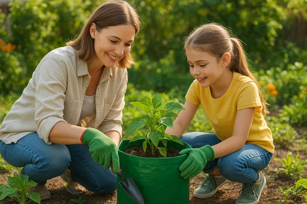 GARDENBASICS_Grow_Bags_–_260_GSM_|_Heavy_Duty_|_UV_Protected_|_HDPE_Plant_Pots_for_Home_Garden_|_Reusable_Plants_Growing_Bags_for_Terrace_Gardening_for_Vegetables_(5_Pcs,_12_X_12_Inches)