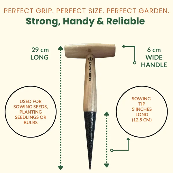 GARDENBASICS_Hand_Dibber_for_Plants_|_Dibbler_Tool_for_Planting_|_Garden_Hole_Punch_Tools_for_Planting_Seeds_|_Heavy_Duty_Seed_Dibber_Tool_|_Sow_Dibble_with_Wood_Handle_|_Gardening_Tools_for_Home