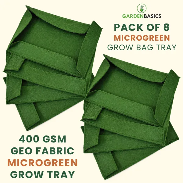 GARDENBASICS_400_GSM_Geo_Fabric_Microgreen_Growing_Tray_|_Hydroponics_Trays_|_Reusable_Breathable_Planter_for_Fast_&_Healthy_Microgreens_|_Growing_Kit_Base_|_Green_Heavy_Duty_Grow_Bed_(Pack_of_8)