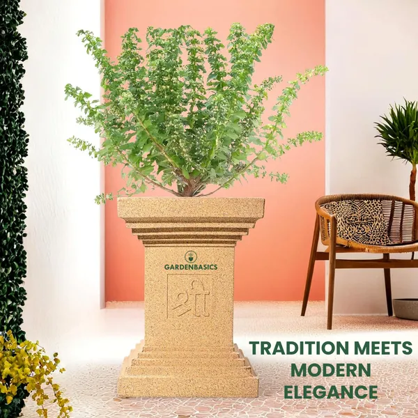 GARDENBASICS_Tulsi_Pot_for_Home_|_Heavy_Duty_Tulsi_Kota_|_UV_Protected_Tulsi_Planter_|_Pooja_Plants_Gamla_for_Office_|_Puja_Pots_|_Traditional_Tulasi_Stand_for_Indoor_&_Outdoor_Use_|_Sand_Dune