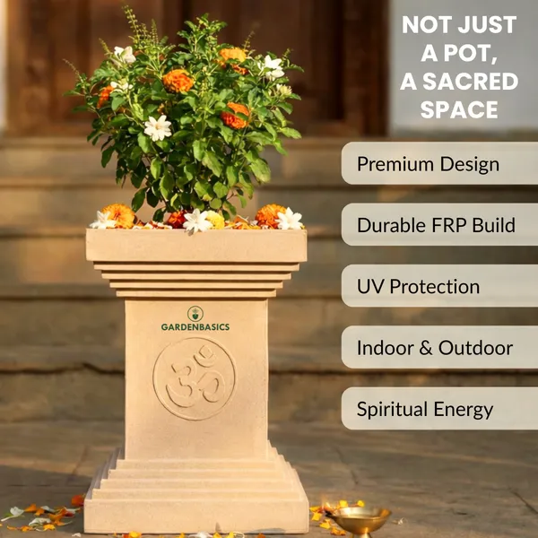 GARDENBASICS_Tulsi_Pot_for_Home_|_Heavy_Duty_Tulsi_Kota_|_UV_Protected_Tulsi_Planter_|_Pooja_Plants_Gamla_for_Office_|_Puja_Pots_|_Traditional_Tulasi_Stand_for_Indoor_&_Outdoor_Use_|_Sand_Dune