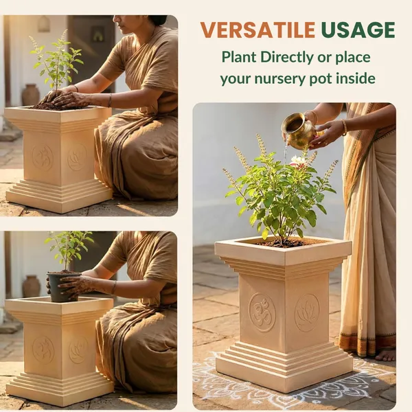 GARDENBASICS_Tulsi_Pot_for_Home_|_Heavy_Duty_Tulsi_Kota_|_UV_Protected_Tulsi_Planter_|_Pooja_Plants_Gamla_for_Office_|_Puja_Pots_|_Traditional_Tulasi_Stand_for_Indoor_&_Outdoor_Use_|_Sand_Dune