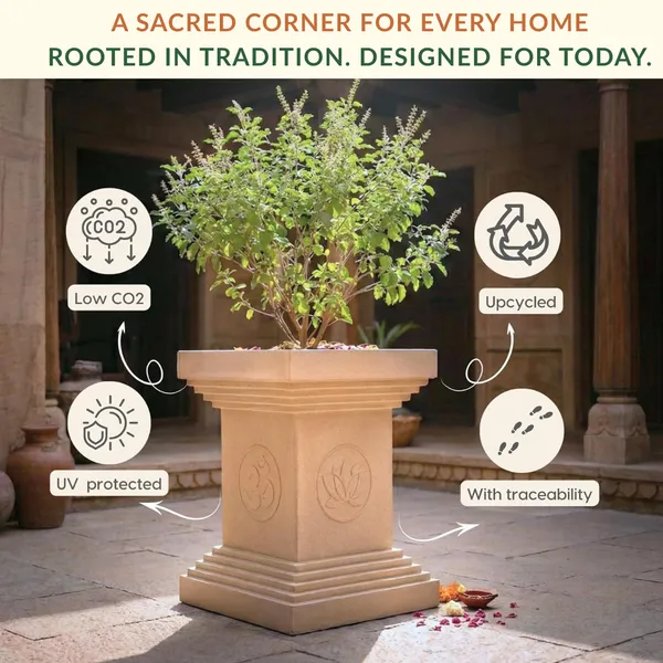 GARDENBASICS_Tulsi_Pot_for_Home_|_Heavy_Duty_Tulsi_Kota_|_UV_Protected_Tulsi_Planter_|_Pooja_Plants_Gamla_for_Office_|_Puja_Pots_|_Traditional_Tulasi_Stand_for_Indoor_&_Outdoor_Use_|_Sand_Dune