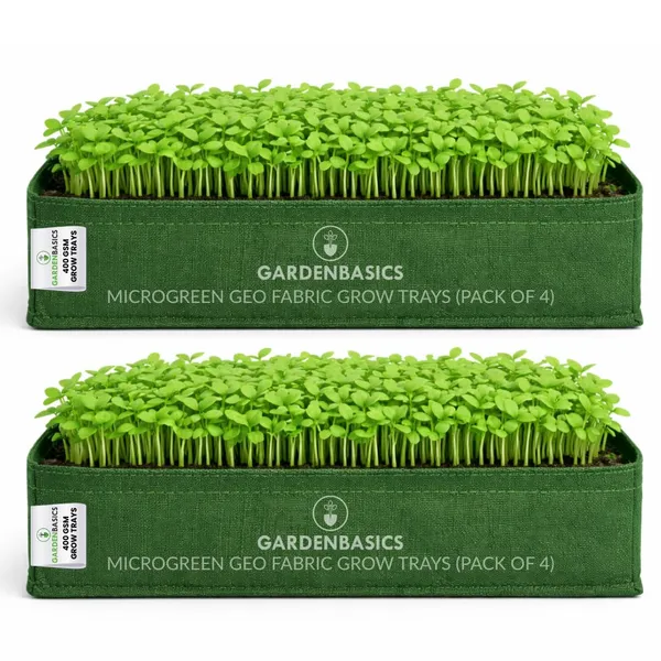 400_Gsm_Geo_Fabric_Microgreen_Growing_Tray_|_Grow_Bag_Trays_|_Reusable_Breathable_Planter_For_Fast_&_Healthy_Microgreens_|_Indoor_Growing_Kit_Base_|_Green_Heavy_Duty_Grow_Bed_(Pack_Of_4)