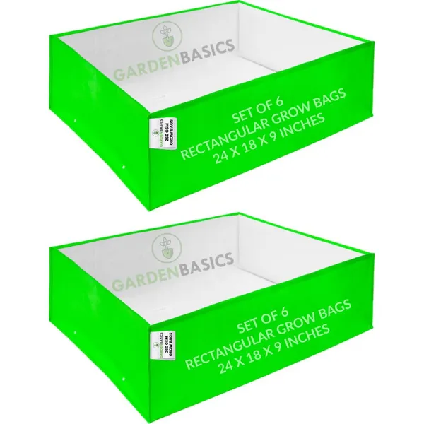 Hdpe_260_Gsm_Rectangular_Grow_Bag_(24X18X9_Inch)_|_Ideal_For_Leafy_Plant_&_Herbs_|_Reusable_Uv_Stabilized_Grow_Bags_For_Terrace_Balcony_&_Kitchen_Garden_|_Heavy_Duty_Vegetable_Planter