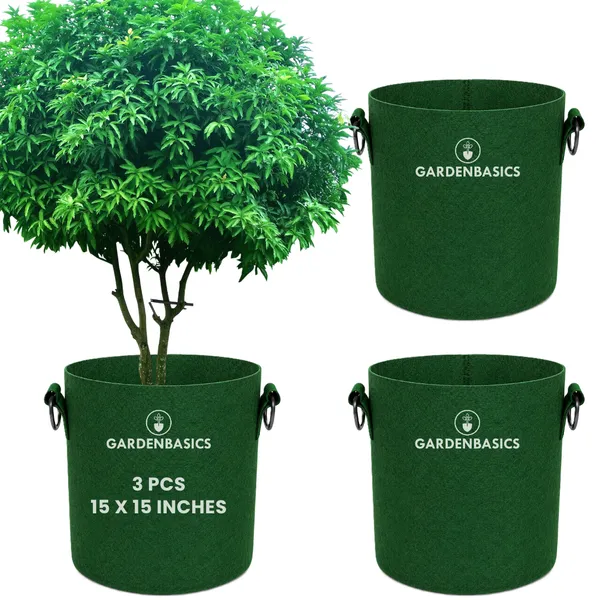 GARDENBASICS_Geo_Fabric_Grow_Bags_|_400_GSM_Thickened_Nonwoven_Plant_Grow_Bags_|_Grow_Pots_for_Plants_|_Planting_Bags_for_Vegetables_Growing_with_Handles_(3_Pcs,_15_X_15_Inches)