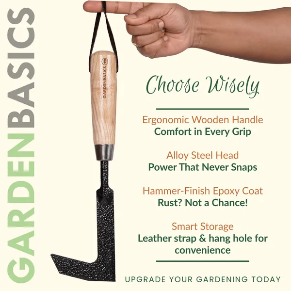 GARDENBASICS_Patio_Weeder_Hand_tool_|_Weed_Remover_Tool_with_Wooden_Handle_|_Rust_Proof_Weeding_Tools_for_Gardening_|_Crack_Weeder_Removing_Tool_|_Heavy_Duty_|_Durable_|_Tools_for_Home_Garden