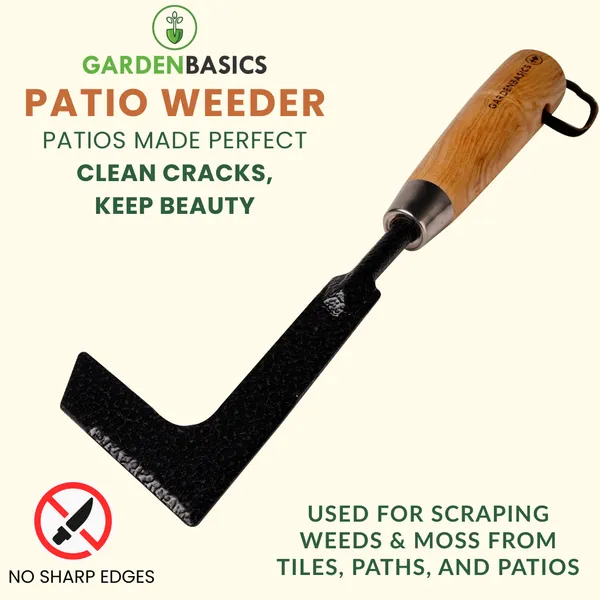 GARDENBASICS_Patio_Weeder_Hand_tool_|_Weed_Remover_Tool_with_Wooden_Handle_|_Rust_Proof_Weeding_Tools_for_Gardening_|_Crack_Weeder_Removing_Tool_|_Heavy_Duty_|_Durable_|_Tools_for_Home_Garden