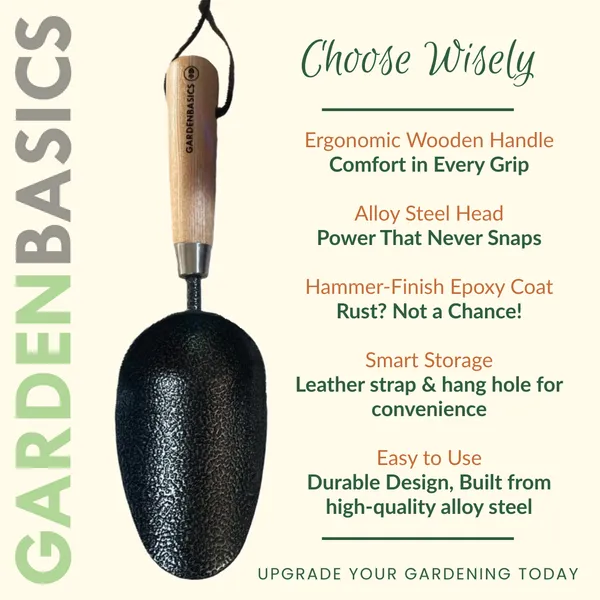 GARDENBASICS_Potting_Soil_Scoop_|_Heavy_Duty_Gardening_Tools_Scoop_|_Rust_Free_|_Bend-_Proof_Garden_Soil_Scoop_for_Transplanting,_Cultivation,_Composting_and_Planting_|_Garden_Scoop_Trowel_for_Home