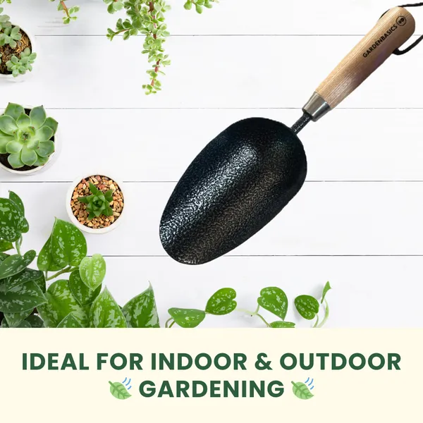 GARDENBASICS_Potting_Soil_Scoop_|_Heavy_Duty_Gardening_Tools_Scoop_|_Rust_Free_|_Bend-_Proof_Garden_Soil_Scoop_for_Transplanting,_Cultivation,_Composting_and_Planting_|_Garden_Scoop_Trowel_for_Home