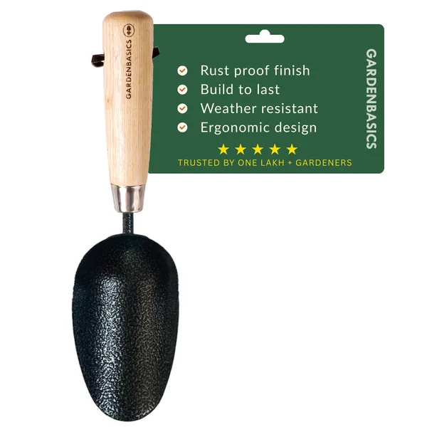 GARDENBASICS_Potting_Soil_Scoop_|_Heavy_Duty_Gardening_Tools_Scoop_|_Rust_Free_|_Bend-_Proof_Garden_Soil_Scoop_for_Transplanting,_Cultivation,_Composting_and_Planting_|_Garden_Scoop_Trowel_for_Home