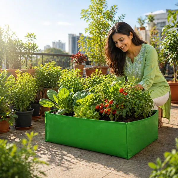 Hdpe_260_Gsm_Rectangular_Grow_Bag_(24X18X9_Inch)_|_Ideal_For_Leafy_Plant_&_Herbs_|_Reusable_Uv_Stabilized_Grow_Bags_For_Terrace_Balcony_&_Kitchen_Garden_|_Heavy_Duty_Vegetable_Planter