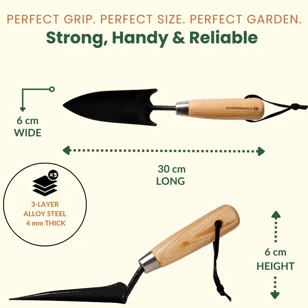 GARDENBASICS_Hand_Trowel_for_Gardening_|_Heavy_Duty_Gardening_Tools_Trowel_|_Garden_Trowel_for_Planting_|_Rust_Free_|_Wooden_Handle_|_Plant_tools_for_Home_Garden_|_Gardening_Tools_Gift_Set