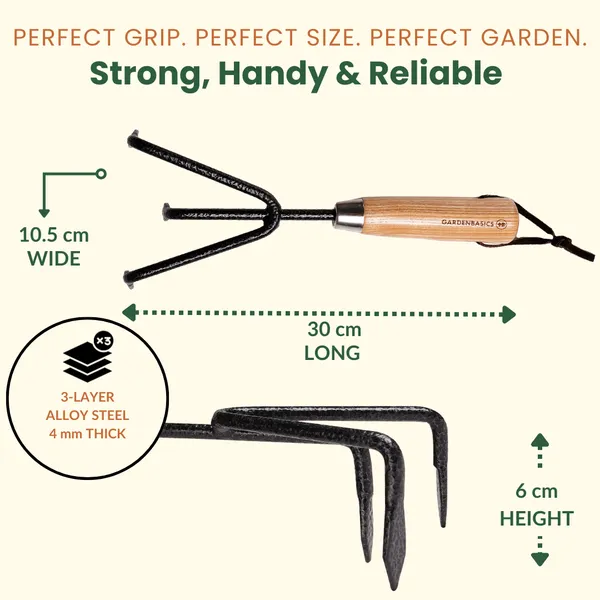 GARDENBASICS_Hand_Cultivator_for_Gardening_|_Heavy_Duty_Cultivation_Tool_|_Soil_Cultivator_for_Garden_|_Digging_Tools_for_Soil_|_Rust_Free_Plant_tools_for_Home_Garden_|_Gardening_Tools_Gift_Set