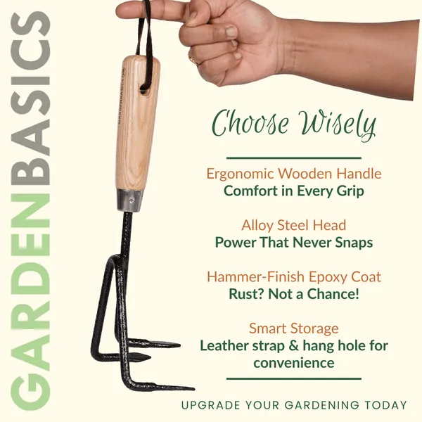 GARDENBASICS_Hand_Cultivator_for_Gardening_|_Heavy_Duty_Cultivation_Tool_|_Soil_Cultivator_for_Garden_|_Digging_Tools_for_Soil_|_Rust_Free_Plant_tools_for_Home_Garden_|_Gardening_Tools_Gift_Set