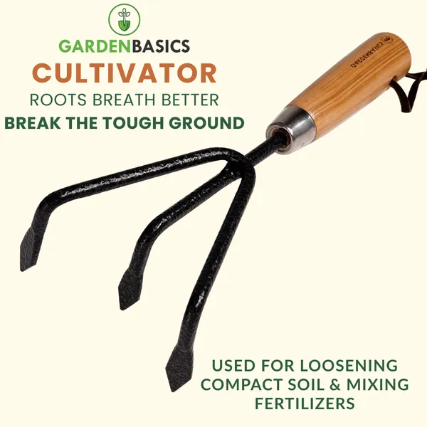 GARDENBASICS_Hand_Cultivator_for_Gardening_|_Heavy_Duty_Cultivation_Tool_|_Soil_Cultivator_for_Garden_|_Digging_Tools_for_Soil_|_Rust_Free_Plant_tools_for_Home_Garden_|_Gardening_Tools_Gift_Set
