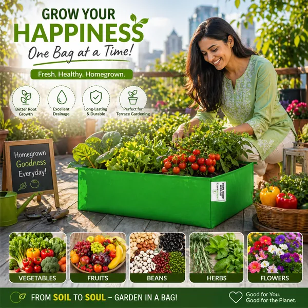 Hdpe_260_Gsm_Rectangular_Grow_Bag_(24X18X9_Inch)_|_Heavy_Duty_Vegetable_Planter_|_Reusable_Uv_Stabilized_Grow_Bags_For_Terrace_Balcony_&_Kitchen_Garden_|_Ideal_For_Leafy_Plant_&_Herbs