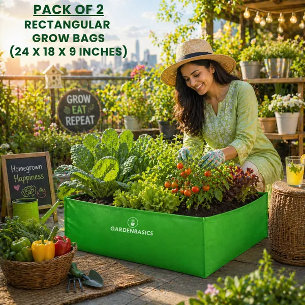 Hdpe_260_Gsm_Rectangular_Grow_Bag_(24X18X9_Inch)_|_Heavy_Duty_Vegetable_Planter_|_Reusable_Uv_Stabilized_Grow_Bags_For_Terrace_Balcony_&_Kitchen_Garden_|_Ideal_For_Leafy_Plant_&_Herbs