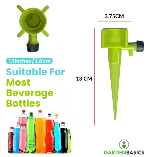GARDENBASICS_Self_Watering_Spikes_for_Plants_–_Pack_of_24_|_Plant_Waterer_|_No_Leakage_Guarantee_|_Adjustable_Drip_Irrigation_Kit_for_Indoor_&_Outdoor_Plants_|_Perfect_for_Vacation_(GREEN)