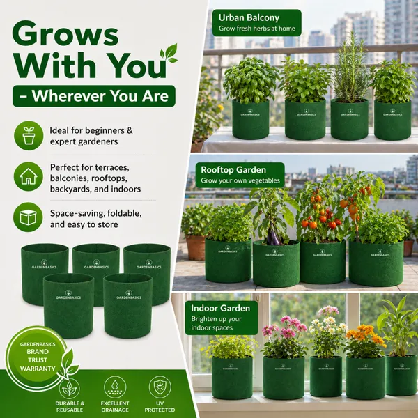 GARDENBASICS_Geo_Fabric_Grow_Bags_|_400_GSM_Thickened_Nonwoven_Plant_Grow_Bags_|_Grow_Pots_for_Plants_|_Planting_Bags_for_Vegetables_Growing_(10_Pcs,_9_X_9_Inches)