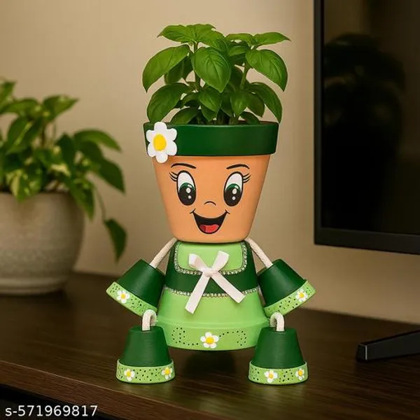 Multicolor_Cute_Girl_Cartoon_Planter_Pot_Handcrafted_Decorative_Flower_Pot