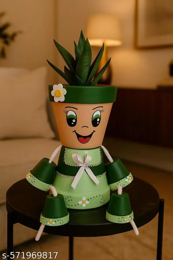 Multicolor_Cute_Girl_Cartoon_Planter_Pot_Handcrafted_Decorative_Flower_Pot