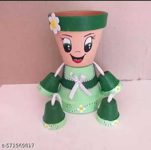 Multicolor_Cute_Girl_Cartoon_Planter_Pot_Handcrafted_Decorative_Flower_Pot