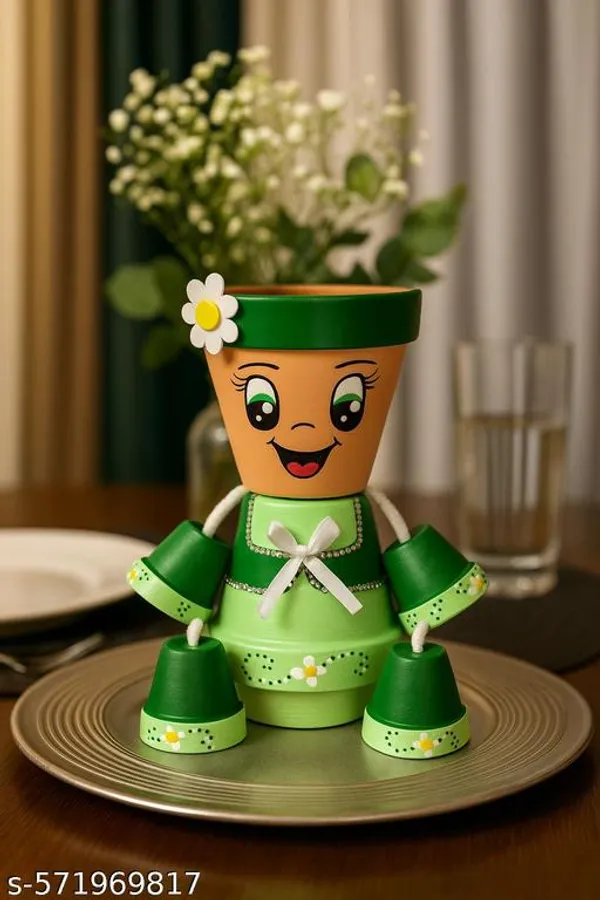 Multicolor_Cute_Girl_Cartoon_Planter_Pot_Handcrafted_Decorative_Flower_Pot