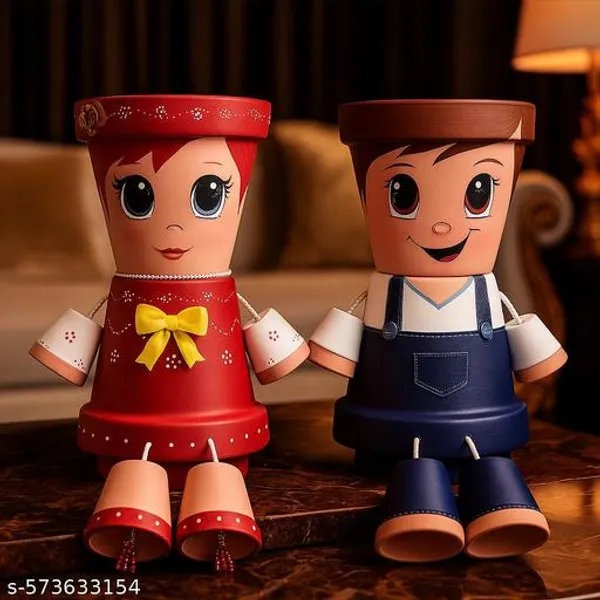 Multicolor_Handcrafted_Luxurious_Terracotta_Doll_Planters_Boy_Girl_Pair_For_Living_Room_Decor_Premium_Painted_Pot_Dolls_Set_2