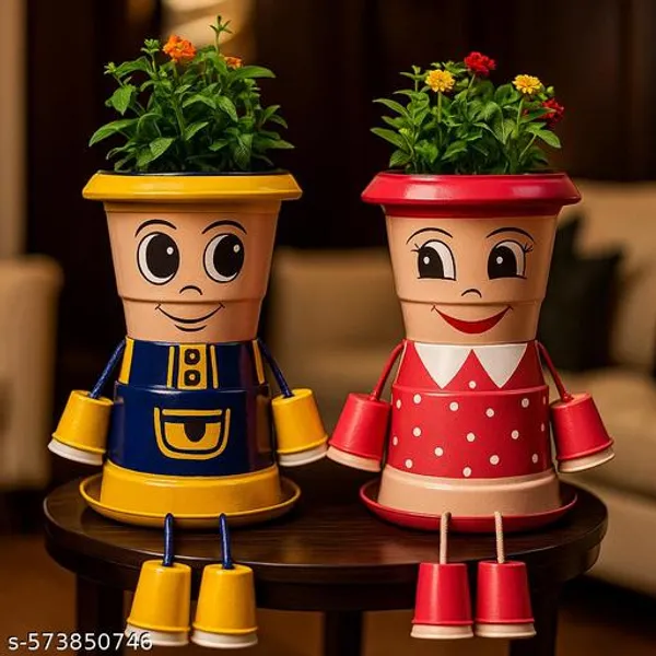 Multicolor_Luxury_Terracotta_Doll_Planter_Set_Handcrafted_Boy_Girl_Pot_Stand_With_Flower_Holder_Living_Room_Garden_Decor_Set_Of_2