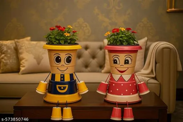 Multicolor_Luxury_Terracotta_Doll_Planter_Set_Handcrafted_Boy_Girl_Pot_Stand_With_Flower_Holder_Living_Room_Garden_Decor_Set_Of_2